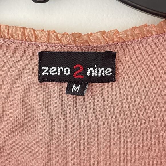 Y2K Sheer Floral Babydoll Top M Pink Orange Fairy Coquette Romantic Ethereal - Picture 6 of 9